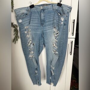 Torrid Blue Boyfriend Jeans Distressed Relaxed Fit size 30T